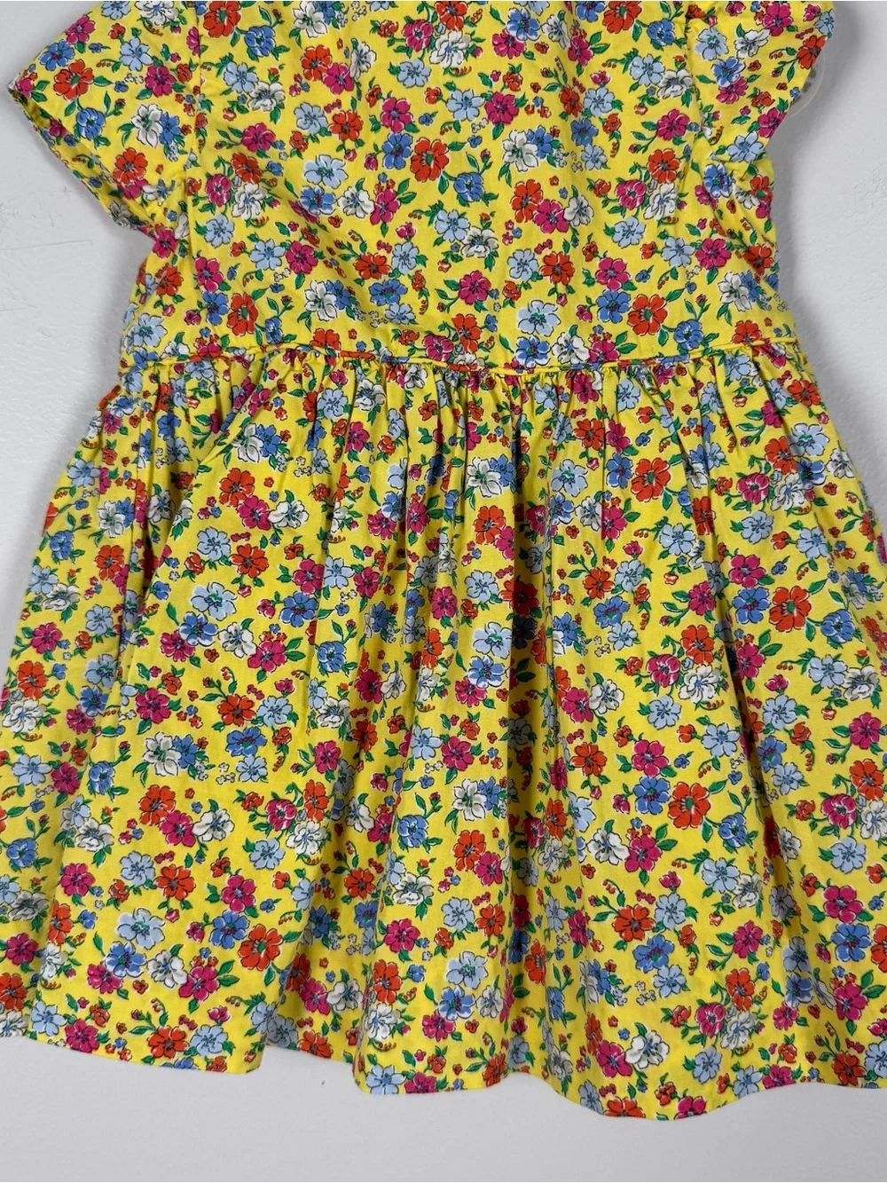 Ralph Lauren Baby Girl Yellow Floral Short Sleeve Fit & Flare Dress Size 3 Month